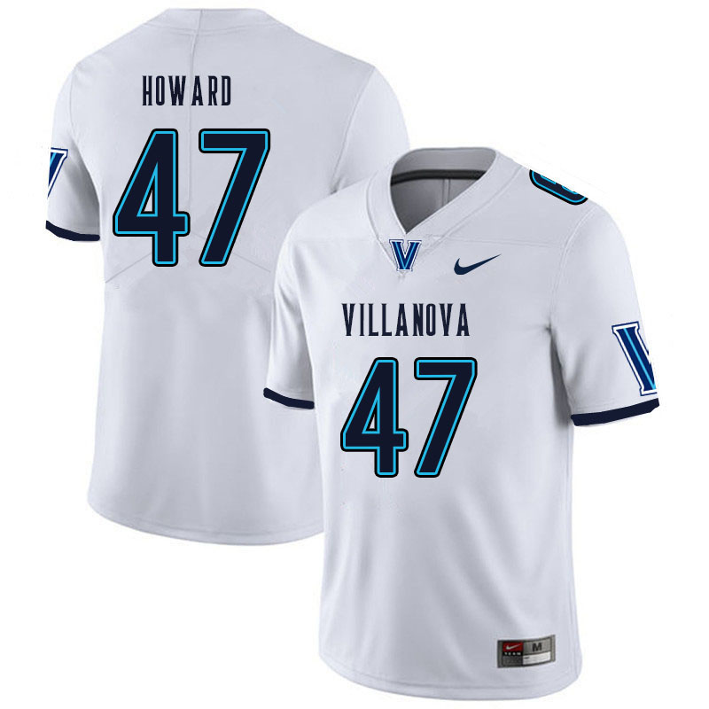 Men #47 Jalen Howard Villanova Wildcats College Football Jerseys Sale-White